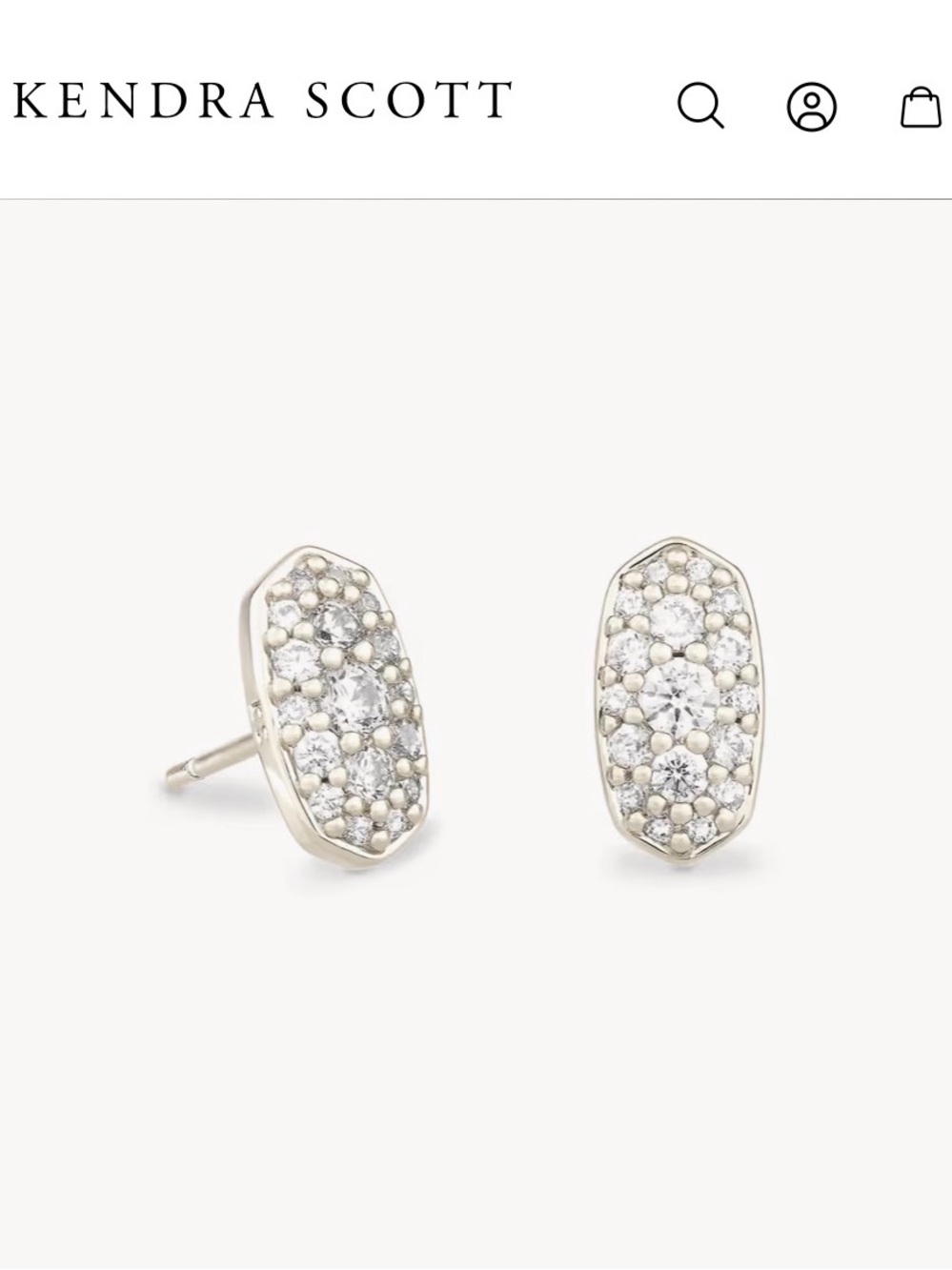 Kendra Scott $55 NWT Grayson Stud Earrings 14K Gold-plated White Crystal Pavé